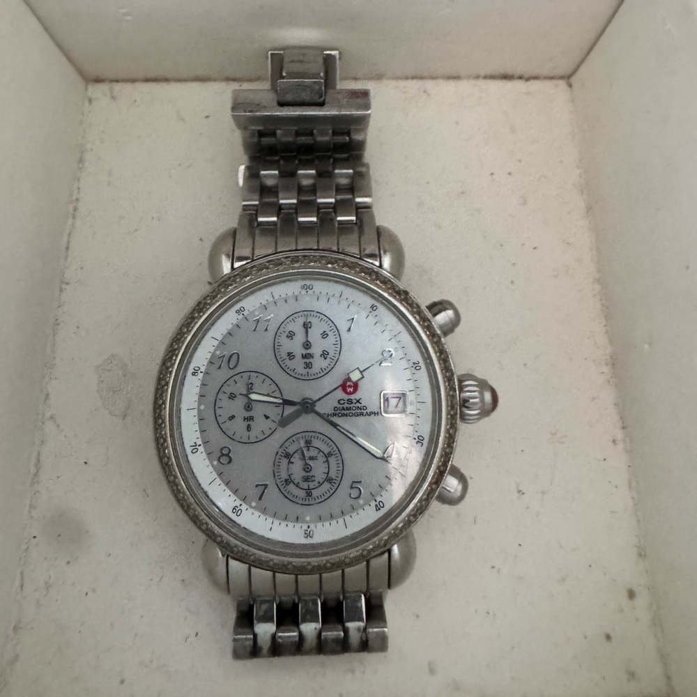 Michele CSX Diamond chronograph stainless steel watch